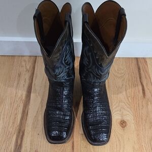 Luchesse Boots Western Equestri Boots Genuine Caiman Black Leather US Size 11 EE
